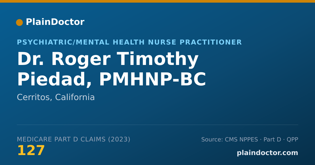 Shareable card for Roger Timothy Piedad, PMHNP-BC - Psychiatric/Mental Health Nurse Practitioner, Cerritos, CA