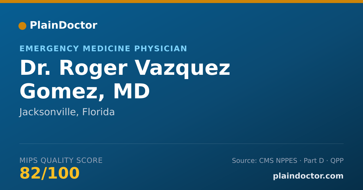 Shareable card for Roger Vazquez Gomez, MD - Emergency Medicine Physician, Jacksonville, FL