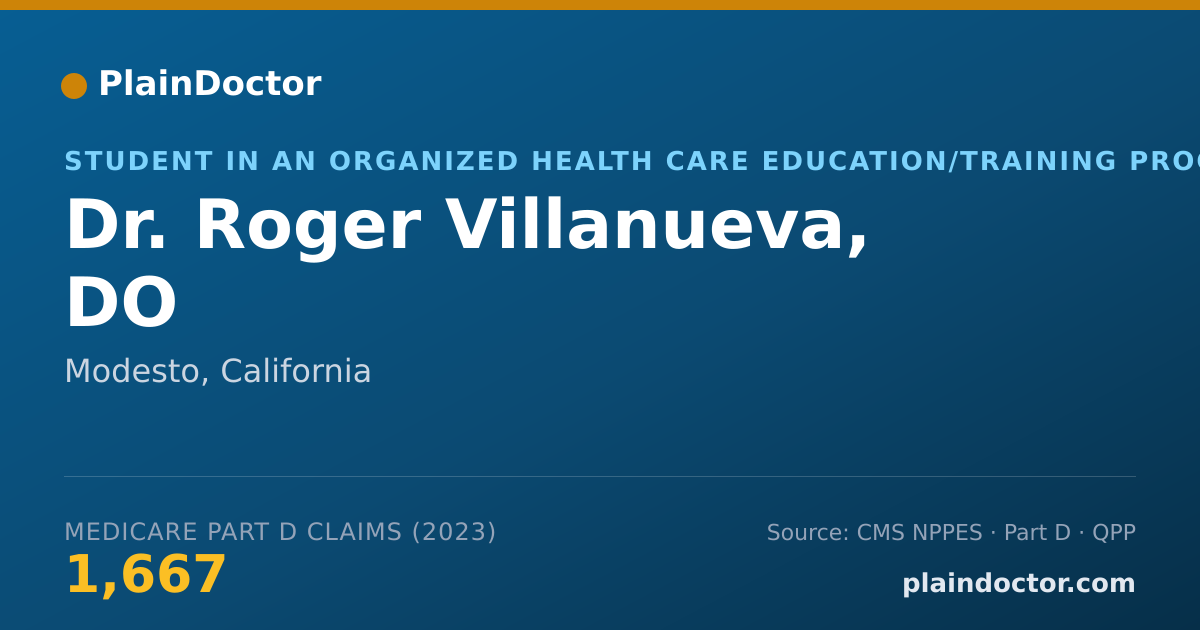 Shareable card for Roger Villanueva, DO - Student in an Organized Health Care Education/Training Program, Modesto, CA