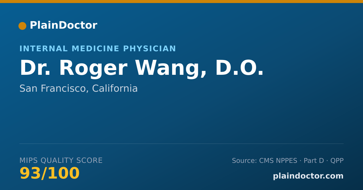 Shareable card for Roger Wang, D.O. - Internal Medicine Physician, San Francisco, CA