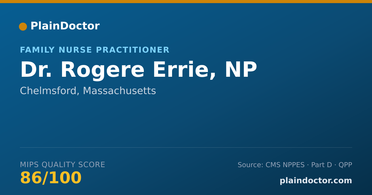 Shareable card for Rogere Errie, NP - Family Nurse Practitioner, Chelmsford, MA