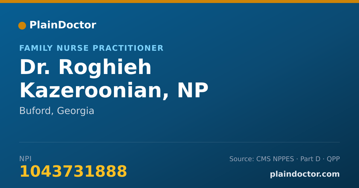 Shareable card for Roghieh Kazeroonian, NP - Family Nurse Practitioner, Buford, GA