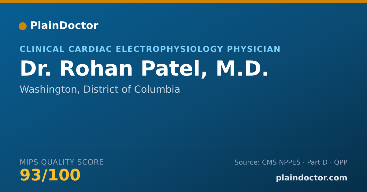 Shareable card for Rohan Patel, M.D. - Clinical Cardiac Electrophysiology Physician, Washington, DC