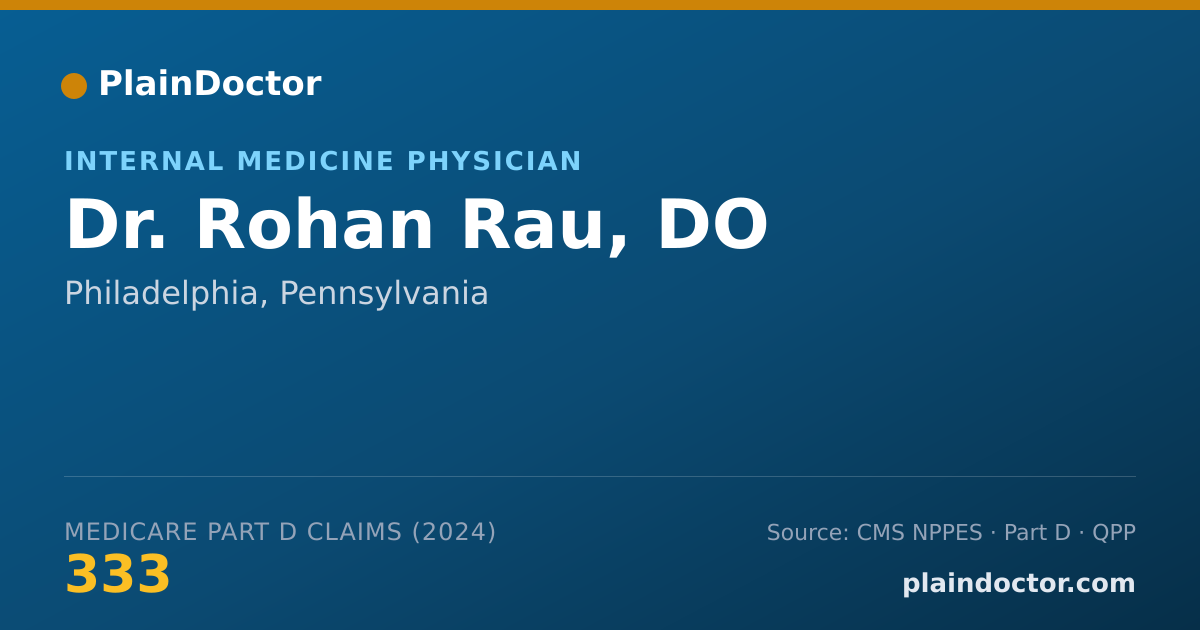 Shareable card for Rohan Rau, DO - Internal Medicine Physician, Philadelphia, PA