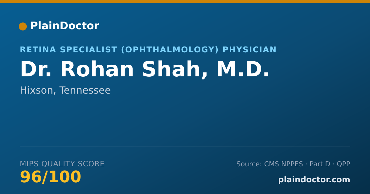 Shareable card for Rohan Shah, M.D. - Retina Specialist (Ophthalmology) Physician, Hixson, TN