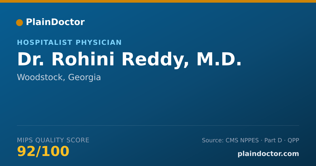 Shareable card for Rohini Reddy, M.D. - Hospitalist Physician, Woodstock, GA