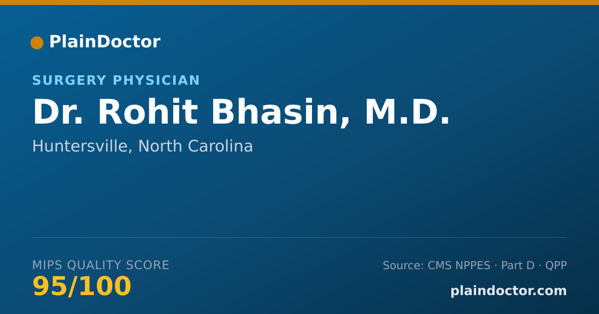 Shareable card for Rohit Bhasin, M.D. - Surgery Physician, Huntersville, NC