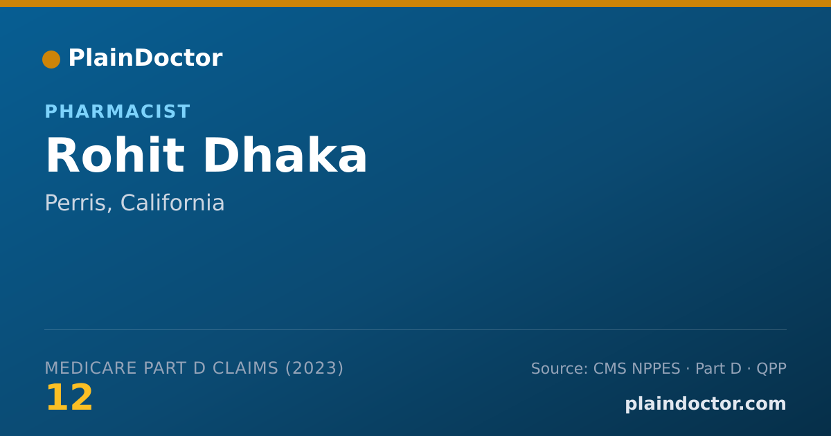 Shareable card for Rohit Dhaka - Pharmacist, Perris, CA