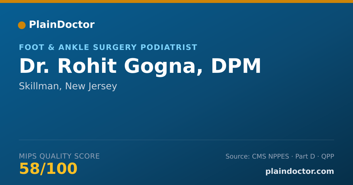 Shareable card for Rohit Gogna, DPM - Foot & Ankle Surgery Podiatrist, Skillman, NJ