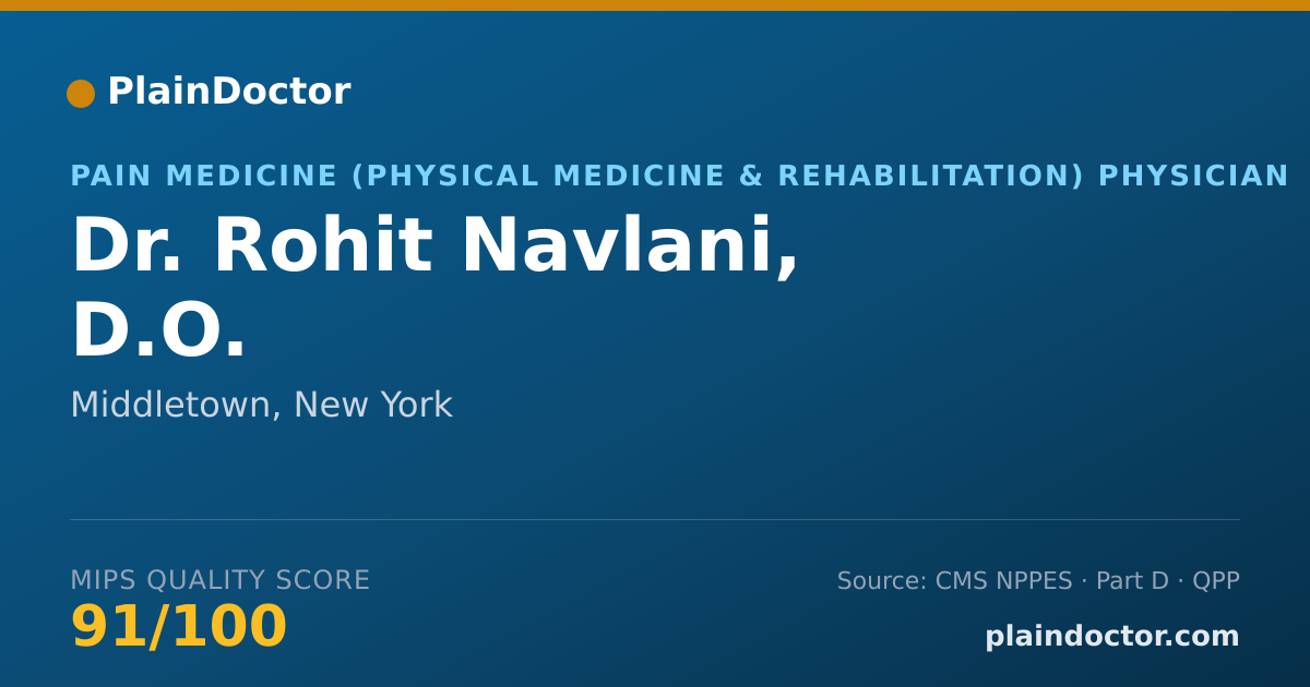 Shareable card for Rohit Navlani, D.O. - Pain Medicine (Physical Medicine & Rehabilitation) Physician, Middletown, NY
