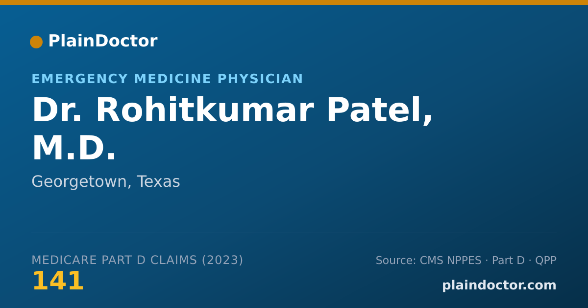 Shareable card for Rohitkumar Patel, M.D. - Emergency Medicine Physician, Georgetown, TX