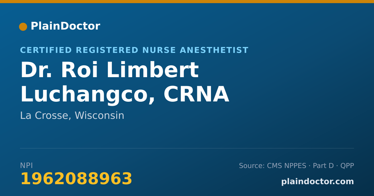 Shareable card for Roi Limbert Luchangco, CRNA - Certified Registered Nurse Anesthetist, La Crosse, WI