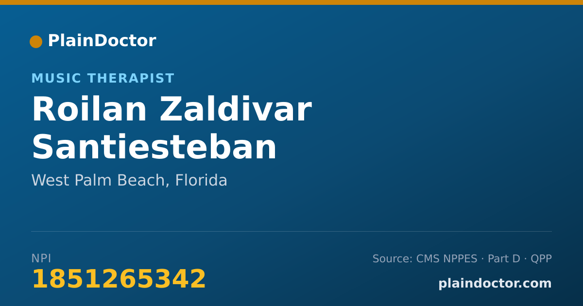 Shareable card for Roilan Zaldivar Santiesteban - Music Therapist, West Palm Beach, FL