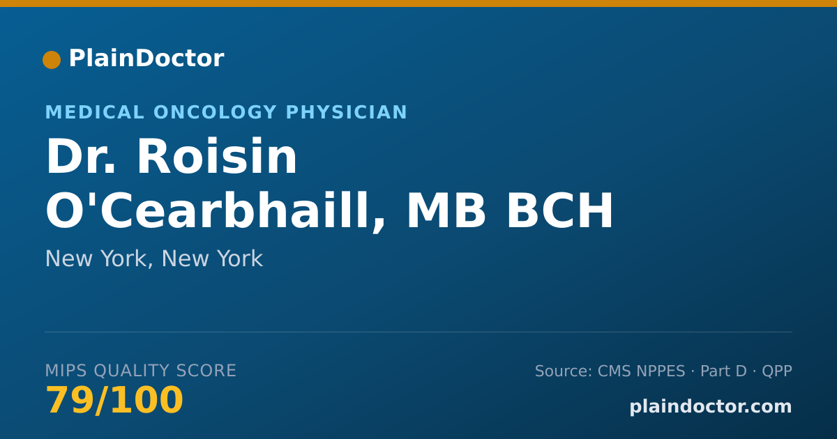 Shareable card for Roisin O'Cearbhaill, MB BCH - Medical Oncology Physician, New York, NY