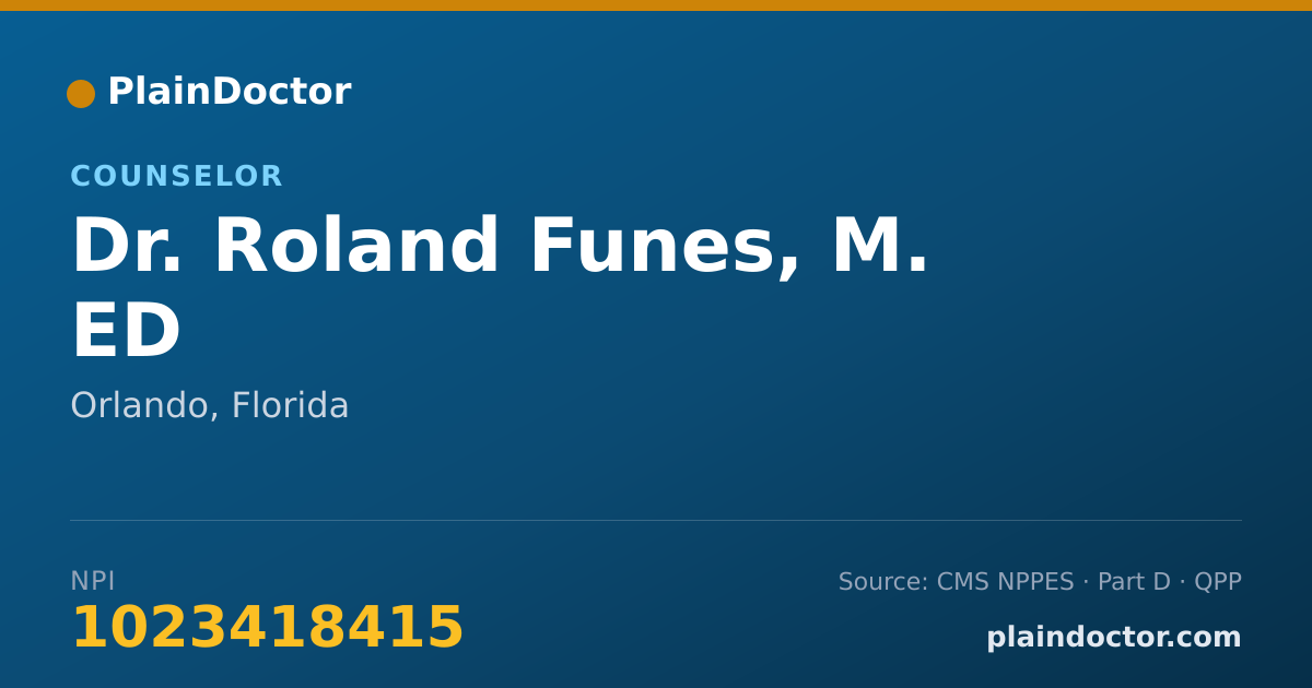 Shareable card for Roland Funes, M. ED - Counselor, Orlando, FL