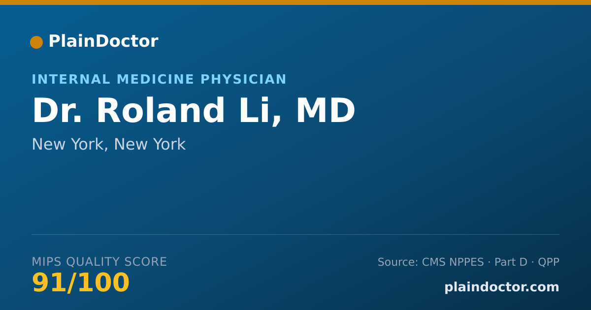 Shareable card for Roland Li, MD - Internal Medicine Physician, New York, NY