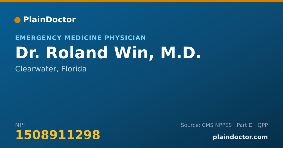 Shareable card for Roland Win, M.D. - Emergency Medicine Physician, Clearwater, FL