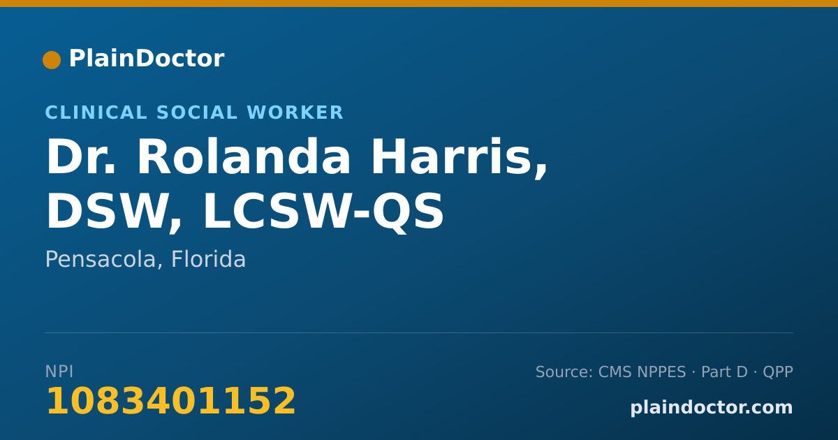 Shareable card for Rolanda Harris, DSW, LCSW-QS - Clinical Social Worker, Pensacola, FL