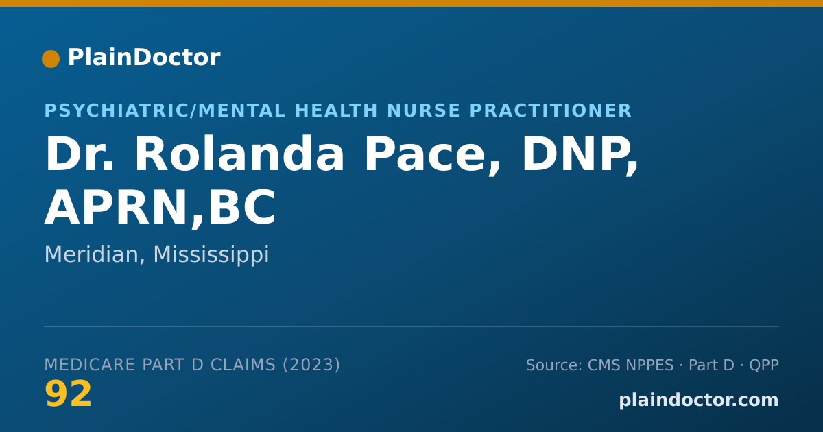 Shareable card for Rolanda Pace, DNP, APRN,BC - Psychiatric/Mental Health Nurse Practitioner, Meridian, MS