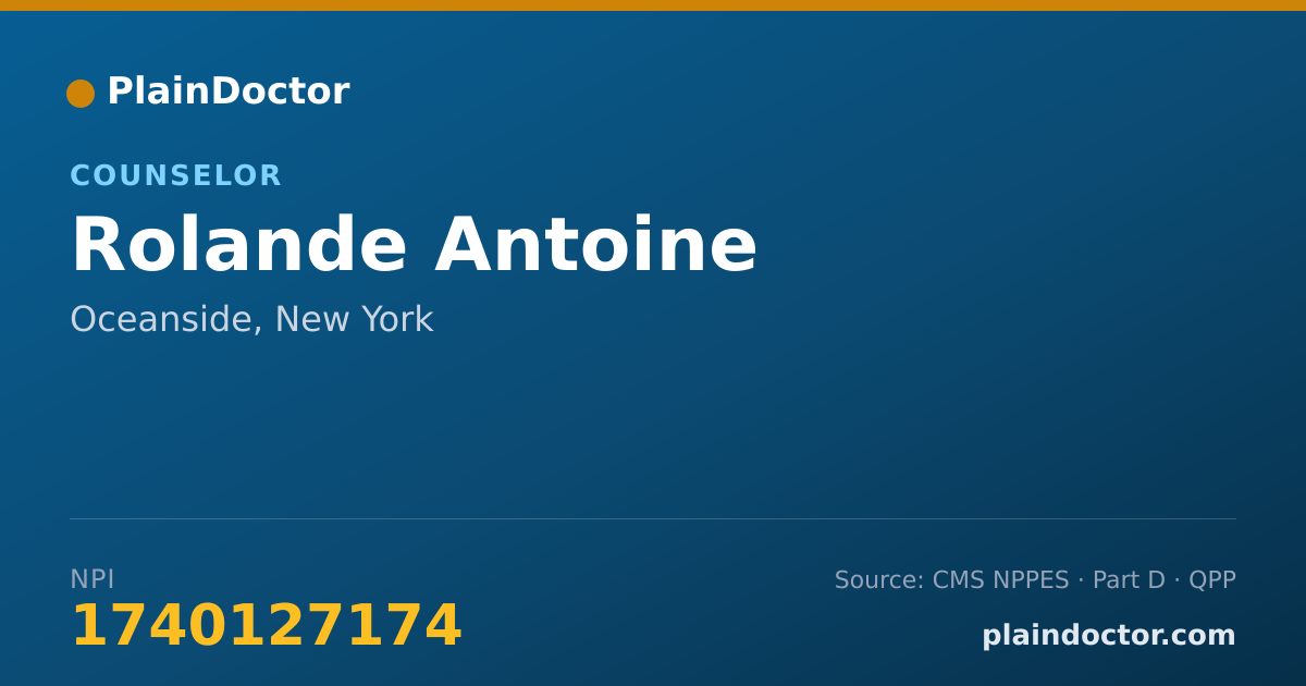 Shareable card for Rolande Antoine - Counselor, Oceanside, NY