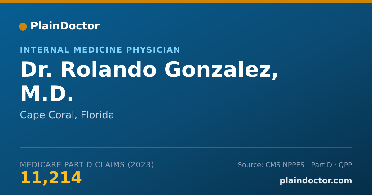 Shareable card for Rolando Gonzalez, M.D. - Internal Medicine Physician, Cape Coral, FL