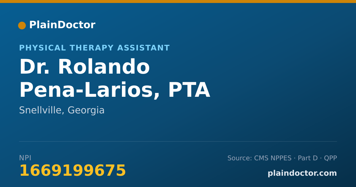 Shareable card for Rolando Pena-Larios, PTA - Physical Therapy Assistant, Snellville, GA