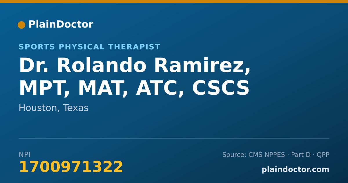 Shareable card for Rolando Ramirez, MPT, MAT, ATC, CSCS - Sports Physical Therapist, Houston, TX