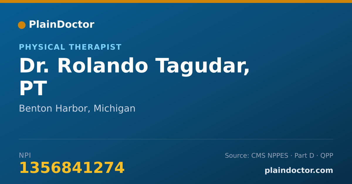 Shareable card for Rolando Tagudar, PT - Physical Therapist, Benton Harbor, MI