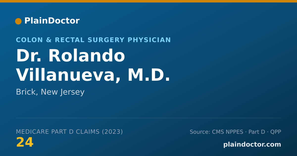 Shareable card for Rolando Villanueva, M.D. - Colon & Rectal Surgery Physician, Brick, NJ