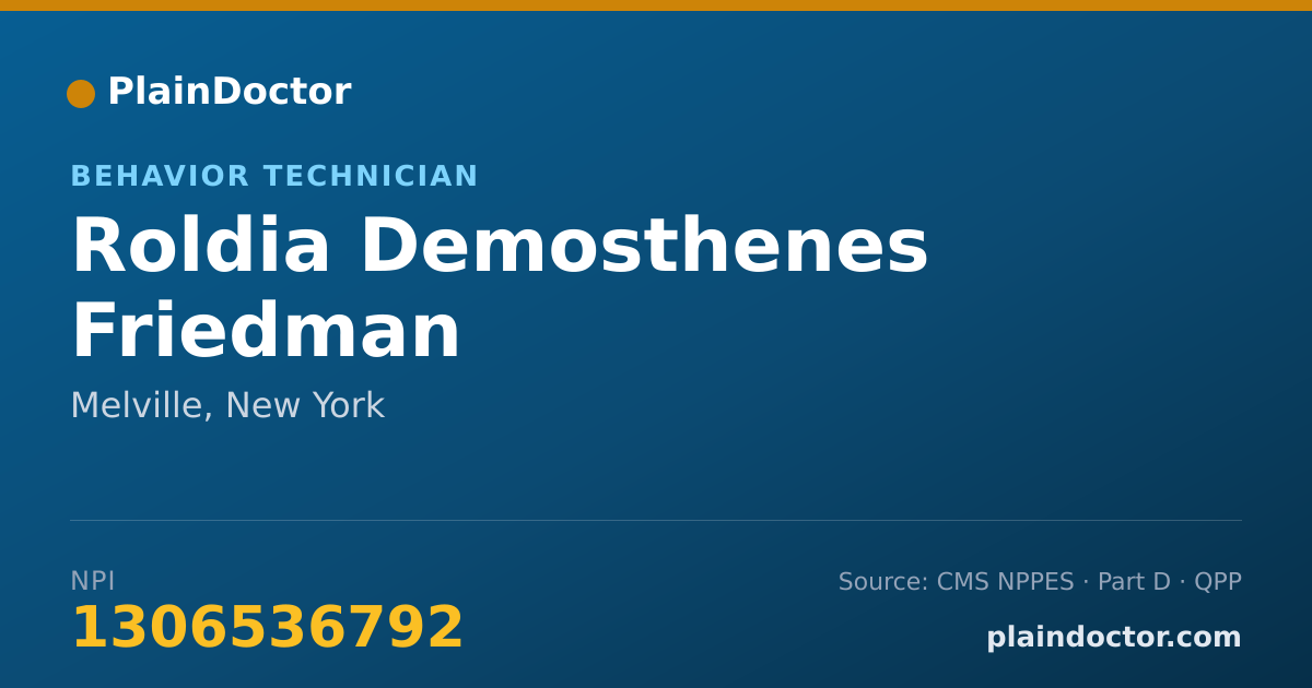 Shareable card for Roldia Demosthenes Friedman - Behavior Technician, Melville, NY