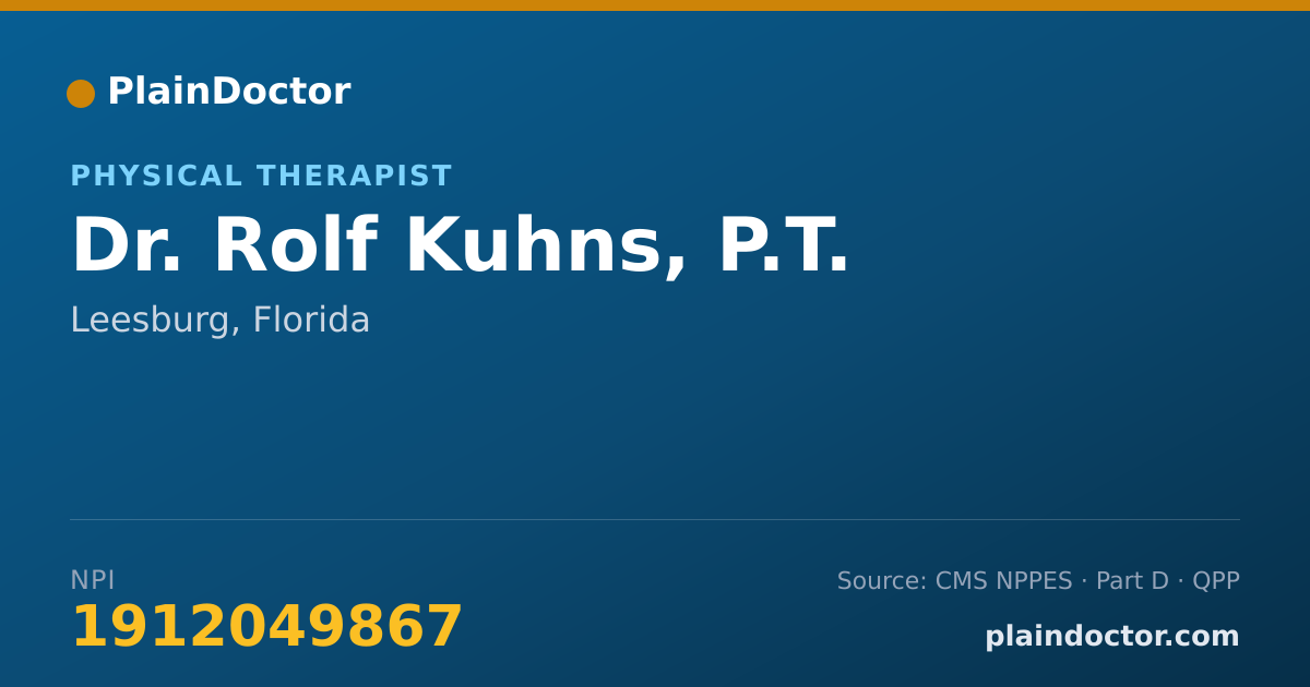 Shareable card for Rolf Kuhns, P.T. - Physical Therapist, Leesburg, FL
