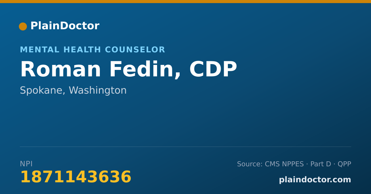 Shareable card for Roman Fedin, CDP - Addiction (Substance Use Disorder) Counselor, Spokane, WA
