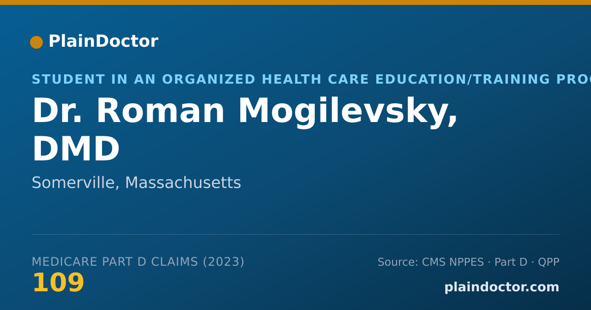 Shareable card for Roman Mogilevsky, DMD - Student in an Organized Health Care Education/Training Program, Somerville, MA