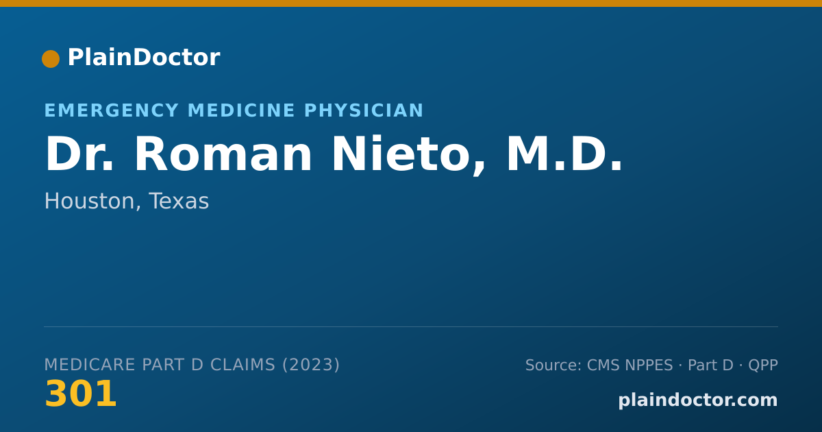 Shareable card for Roman Nieto, M.D. - Emergency Medicine Physician, Houston, TX