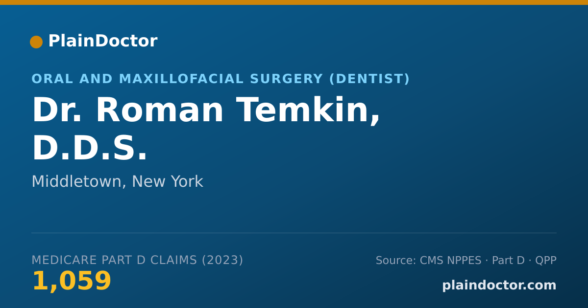Shareable card for Roman Temkin, D.D.S. - Oral and Maxillofacial Surgery (Dentist), Middletown, NY