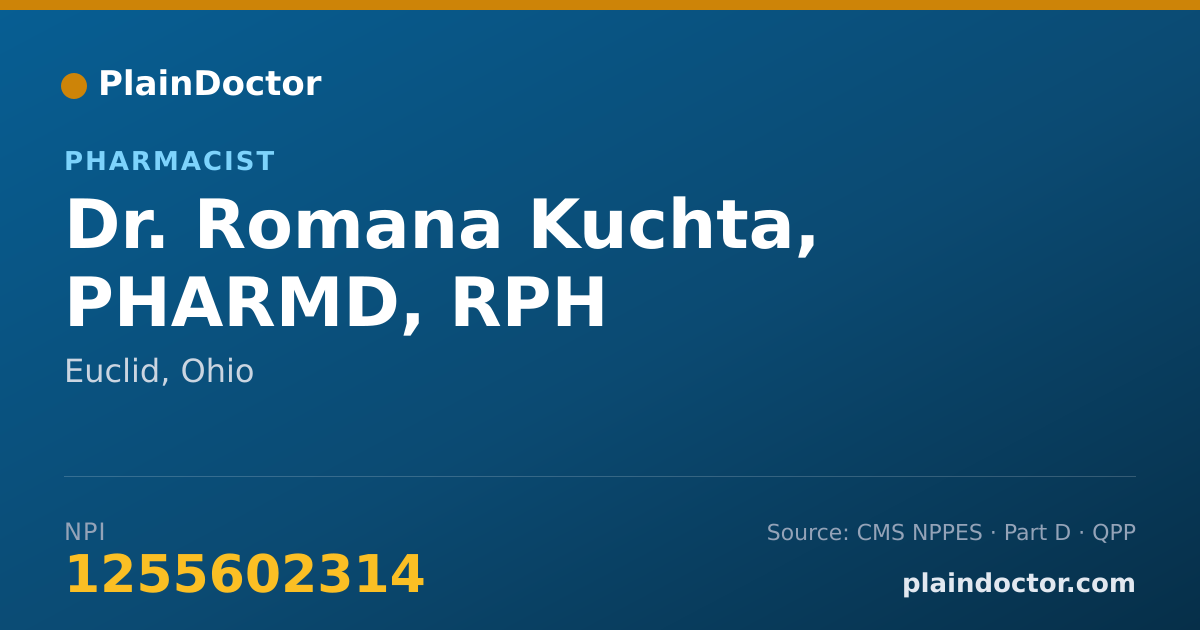 Shareable card for Romana Kuchta, PHARMD, RPH - Pharmacist, Euclid, OH