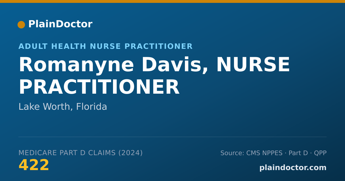 Shareable card for Romanyne Davis, NURSE PRACTITIONER - Adult Health Nurse Practitioner, Lake Worth, FL
