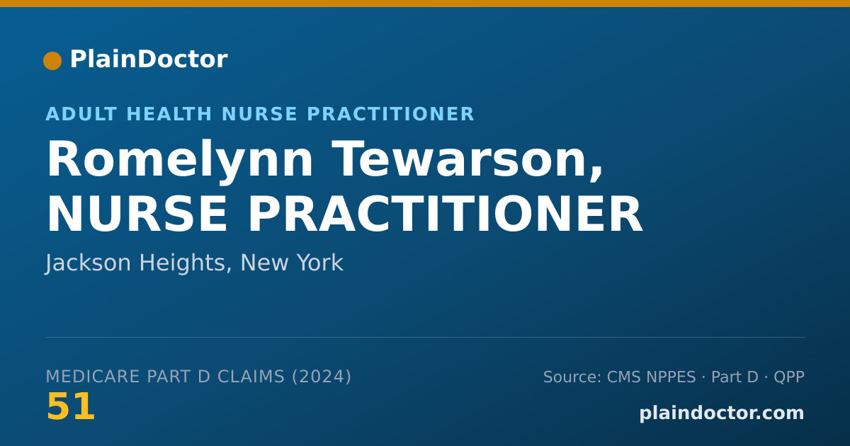 Shareable card for Romelynn Tewarson, NURSE PRACTITIONER - Adult Health Nurse Practitioner, Jackson Heights, NY