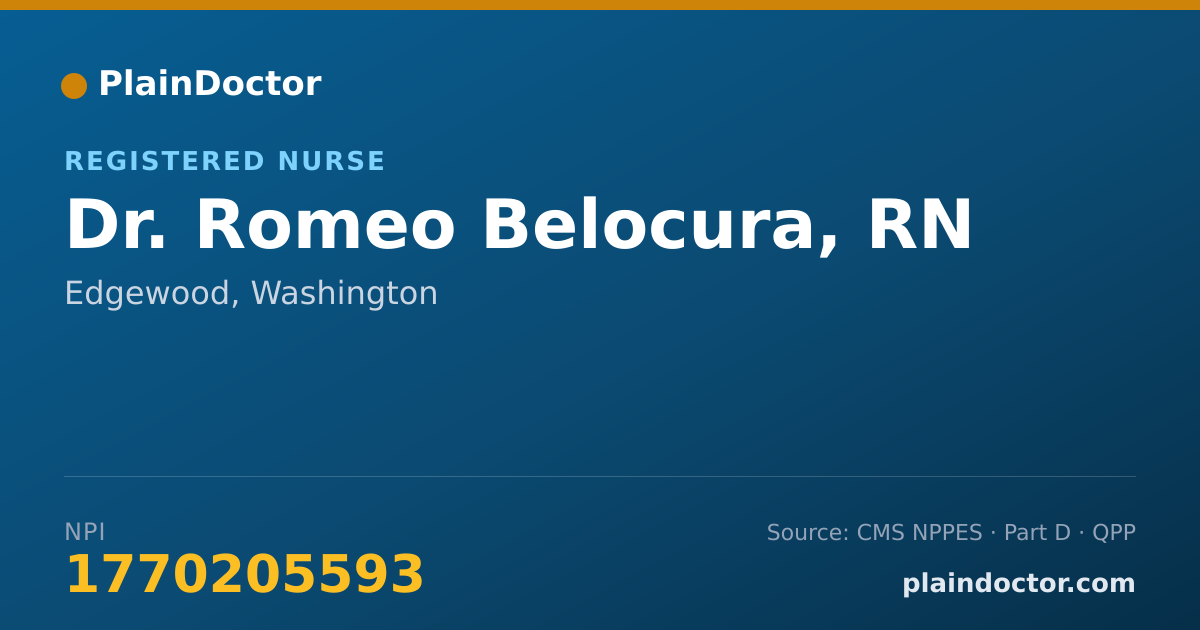 Shareable card for Romeo Belocura, RN - Registered Nurse, Edgewood, WA