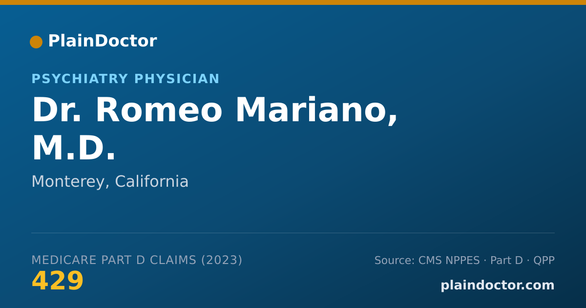 Shareable card for Romeo Mariano, M.D. - Psychiatry Physician, Monterey, CA