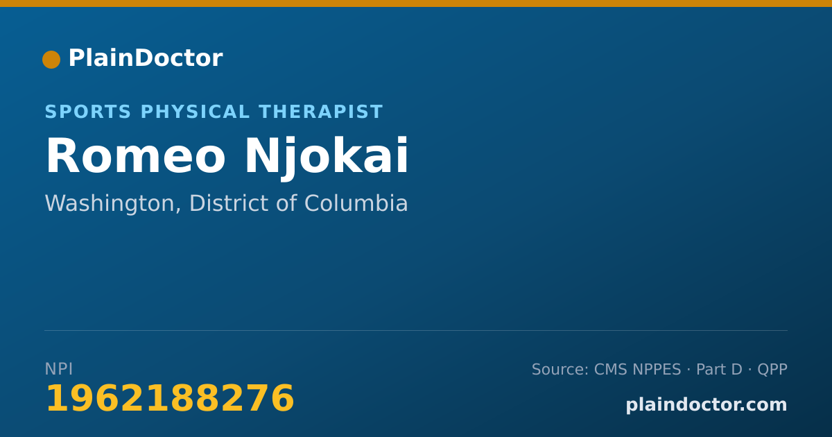 Shareable card for Romeo Njokai - Sports Physical Therapist, Washington, DC