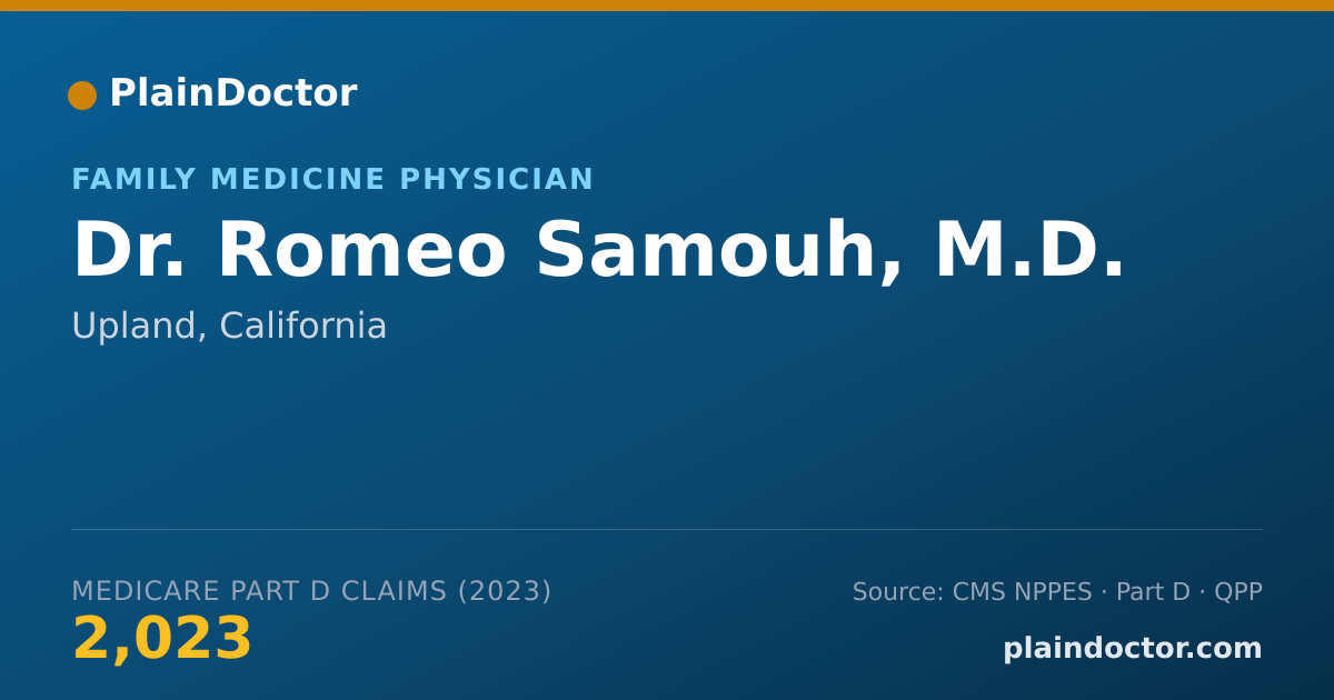 Shareable card for Romeo Samouh, M.D. - Family Medicine Physician, Upland, CA