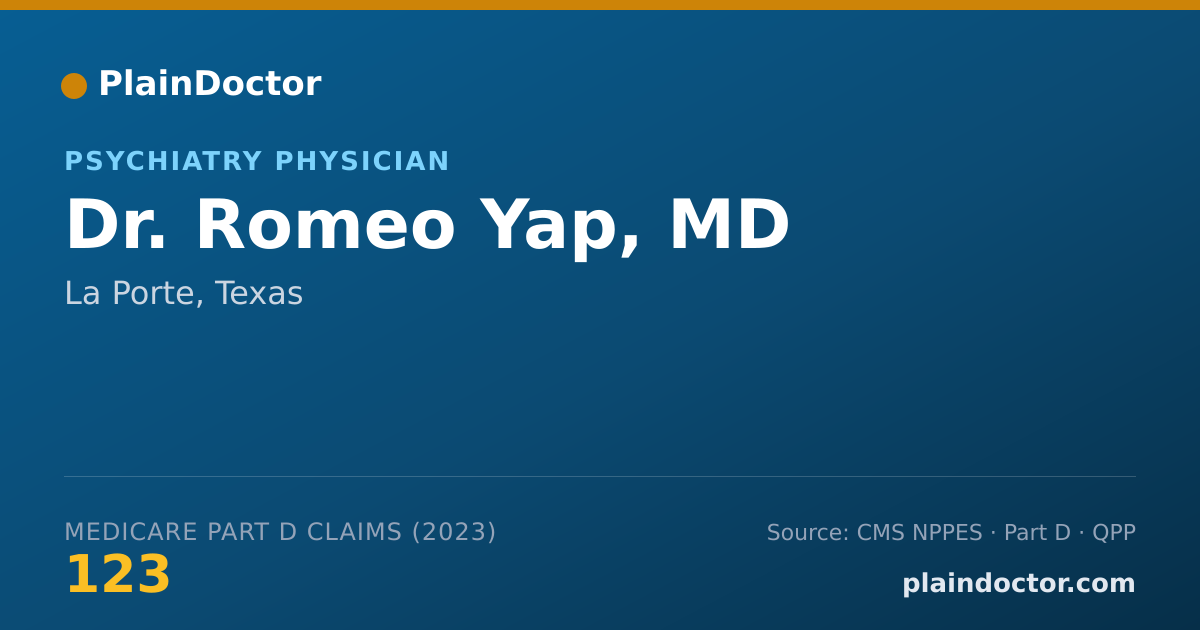 Shareable card for Romeo Yap, MD - Psychiatry Physician, La Porte, TX