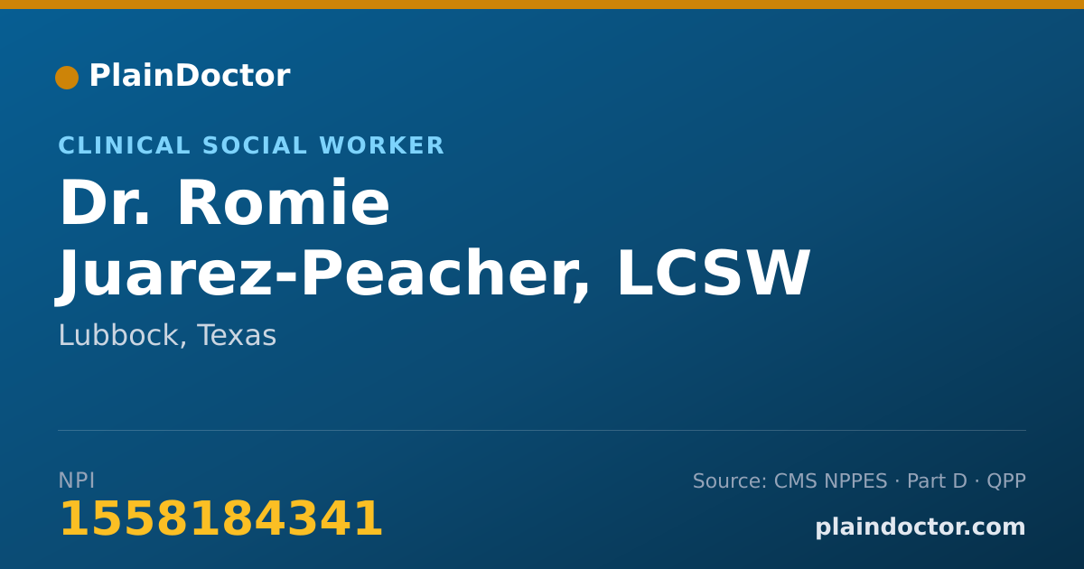 Shareable card for Romie Juarez-Peacher, LCSW - Clinical Social Worker, Lubbock, TX