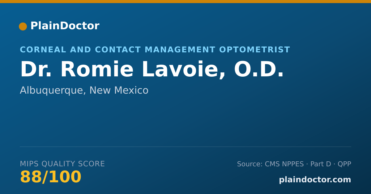 Shareable card for Romie Lavoie, O.D. - Corneal and Contact Management Optometrist, Albuquerque, NM