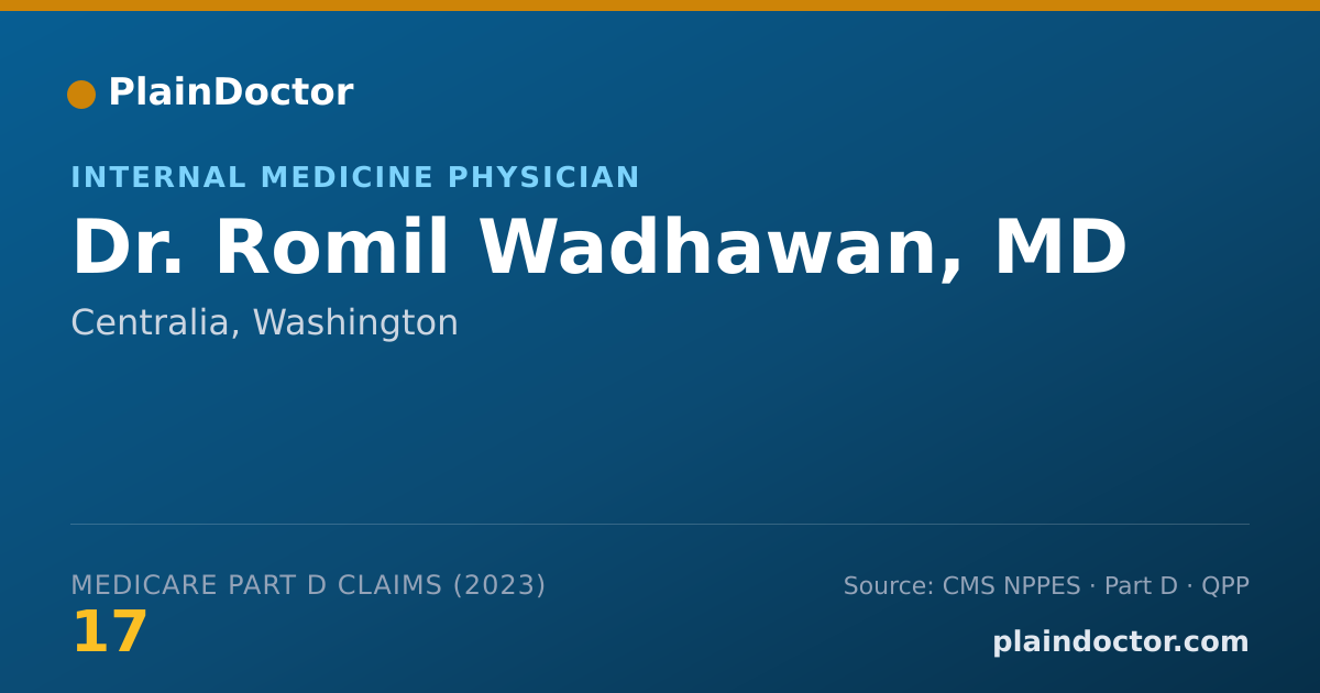Shareable card for Romil Wadhawan, MD - Internal Medicine Physician, Centralia, WA