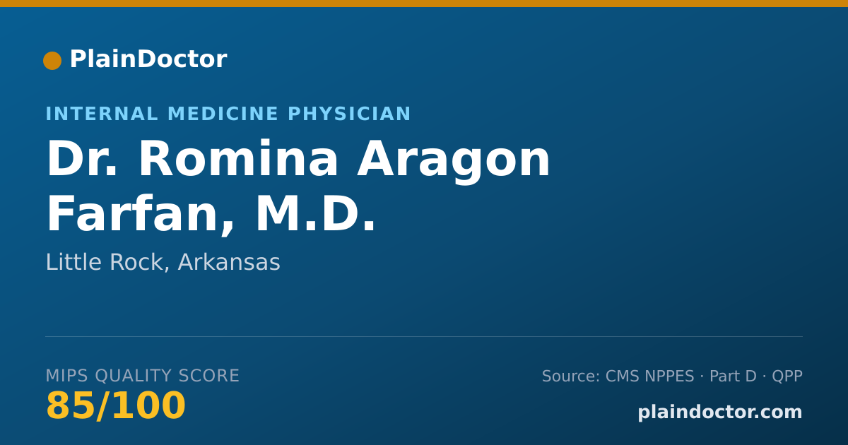 Shareable card for Romina Aragon Farfan, M.D. - Internal Medicine Physician, Little Rock, AR