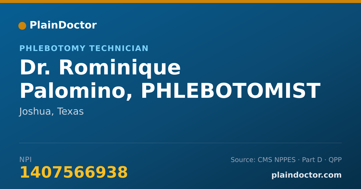 Shareable card for Rominique Palomino, PHLEBOTOMIST - Phlebotomy Technician, Joshua, TX