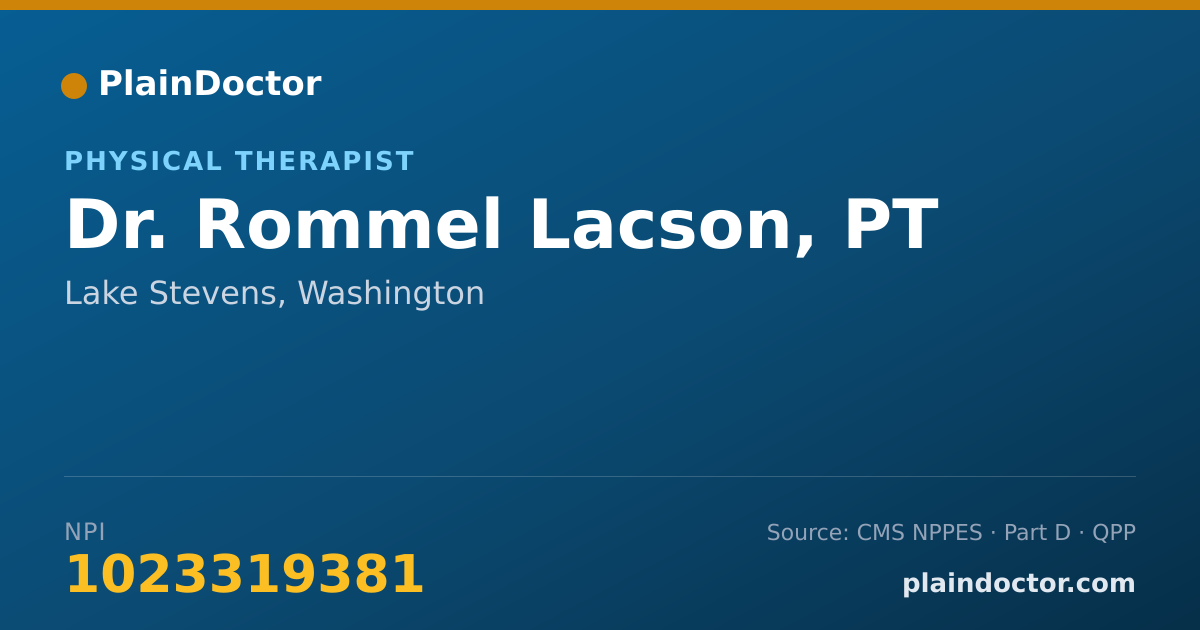 Shareable card for Rommel Lacson, PT - Physical Therapist, Lake Stevens, WA