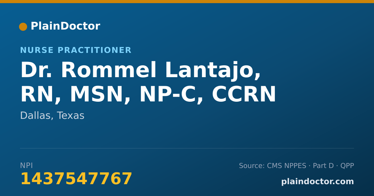 Shareable card for Rommel Lantajo, RN, MSN, NP-C, CCRN - Nurse Practitioner, Dallas, TX